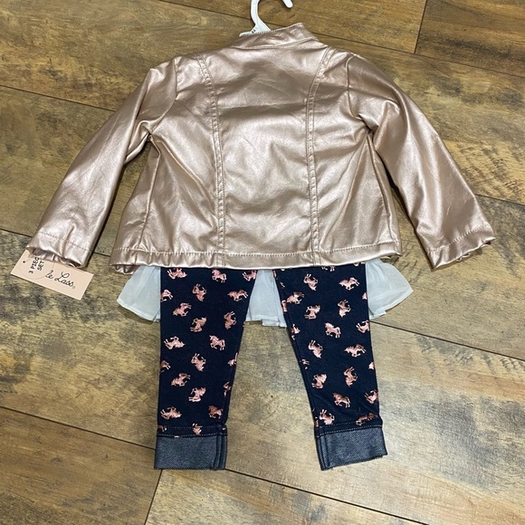 NWT LITTLE LASS 3 Pc Outfit, Jacket Leggings & Top, Sz 18M - Picture 4 of 5